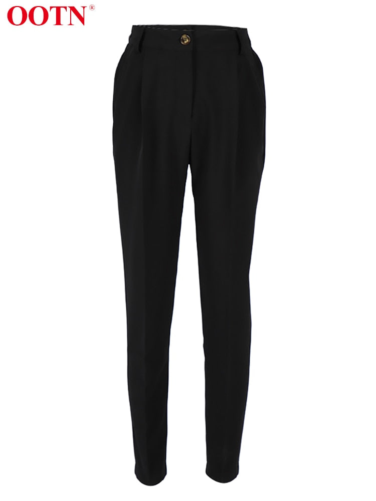 OOTN Office Lady High Waist Khaki Pants Women 2022 Autumn Fashion Casual Trousers Zipper Pocket Solid Female Brown Pencil Pants