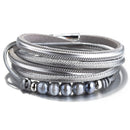 ALLYES Boho Leather Bracelets for Women Femme 5 Ceramic Beads Double Wrap Multilayer Men Bracelets & Bangles Female Jewelry Gift