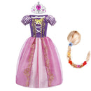 Girls Rapunzel Dress Kids Summer Tangled Fancy Princess Costume Children Disguise Birthday Carnival Halloween Party Clothes 2-8T