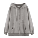 Letter Printed Zip Up Hoodies Women Autumn Winter Grunge Punk Hooded Jackets Coats Y2k Oversized Retro Streetwear Sweatshirts