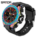SANDA Brand Men's Watch Military Outdoor Sports Waterproof Watches Dual Display Quartz LED Digital Clock Relogio Masculino