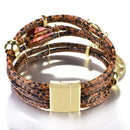 ALLYES Mulltilayer Snake Genuine Leather Bracelets for Women Peace Charm Animals Pattern Crystal Wrap Bracelet Female Jewelry