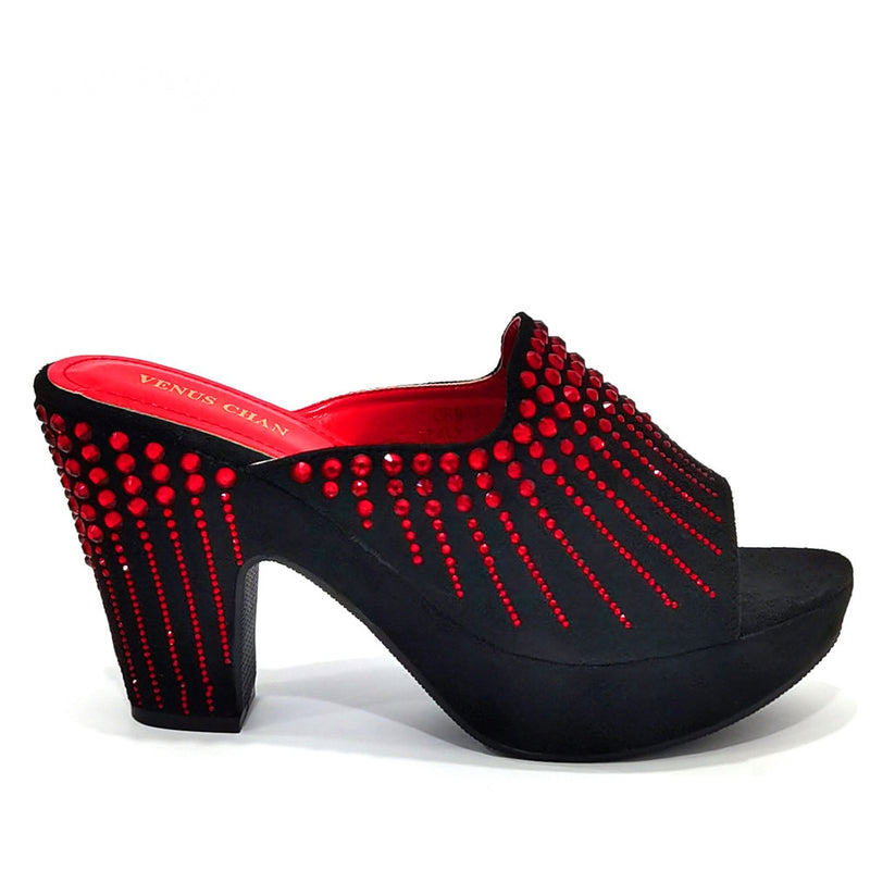 Italian Designer Women Shoes Chunky Sandals Platform Shoes Wedding Dress Pumps High Heel Bling Bling Female Square Heel Mules