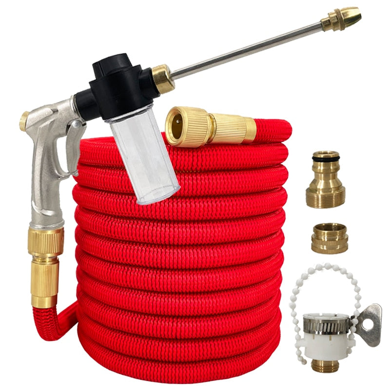 New Water Gun Garden Hose Retractable Magic Hose EU High Pressure Car Wash Hose With Metal Spray Gun Outdoor Garden Watering