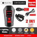Bicycle Light USB Rechargeable Bike Odometer Front Light Flashlight with Computer LCD Speedometer Cycling Head Lantern Horn