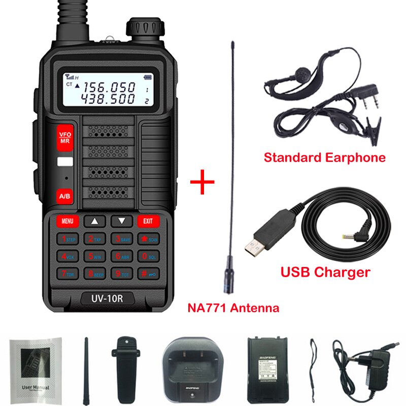 BaoFeng Walkie Talkie UV 10R V2 Zwei-Wege-CB-Funksender mit großer Reichweite UV-10R 128CH VHF UHF 136-174 MHz 400-520 MHz Dualband