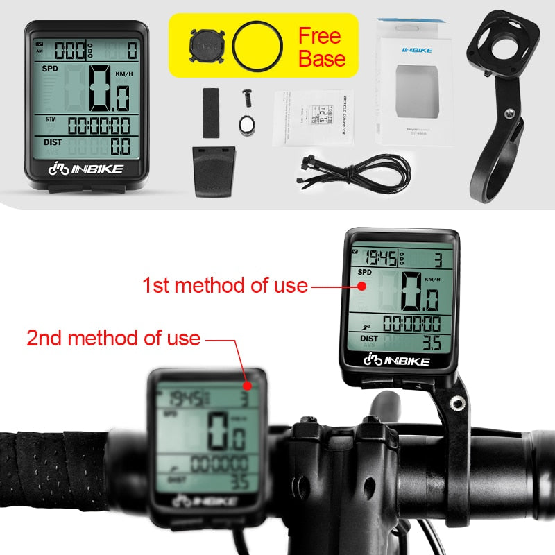 INBIKE Regenfester MTB-Fahrradcomputer Fahrrad-Tachometer Kabelloser Kilometerzähler Fahrraduhr LED-Bildschirm Messbare Uhr IC321