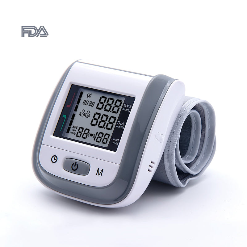 BOXYM médico Digital LCD muñeca Monitor de presión arterial esfigmomanómetro automático tonómetro muñeca presión arterial Mete tonómetro