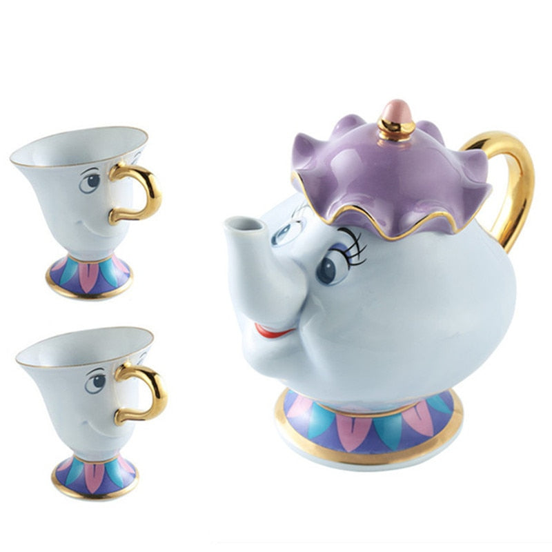 Werbung! Cartoon Beauty And The Beast Teeset Mrs Potts Teekanne Chip Tasse Zuckerdose Cogsworth Pot Kaffee Geburtstag Weihnachtsgeschenk