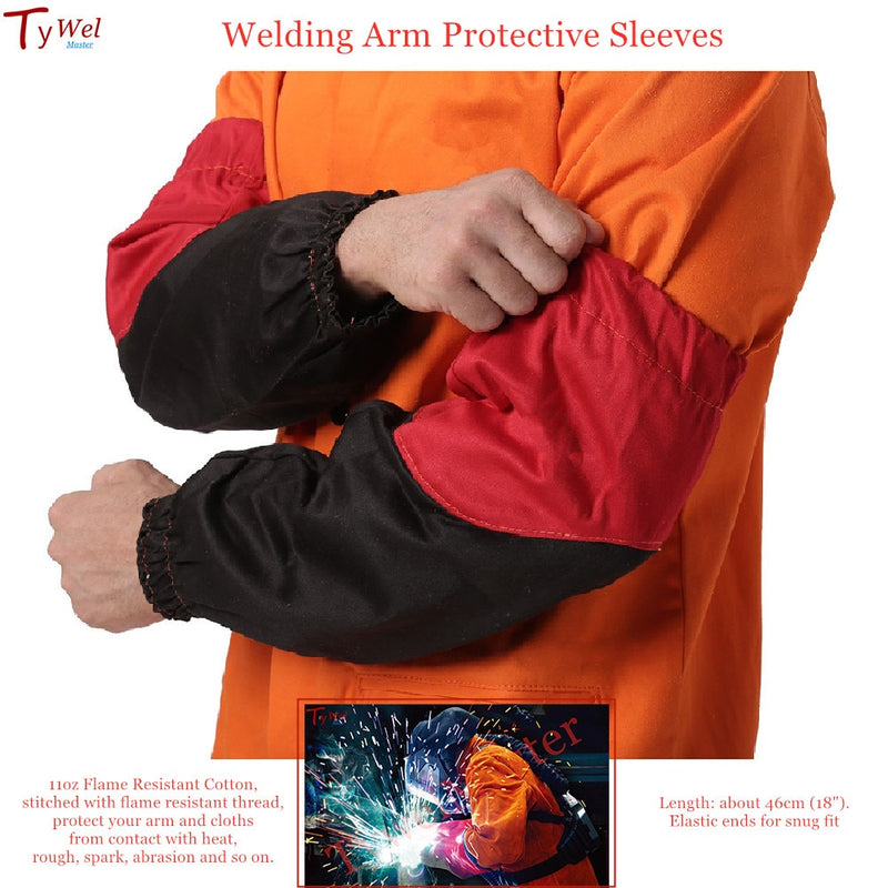 Welding Arm Protective Sleeves 46cm Flame Resistant Cotton for Arc Weld Plasma Cutting Spark Protection Welder Sleeve