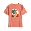 Hirsionsan Aesthetic Printed T Shirts Women 2021 New Soft Vintage Loose Tees Abstract Graphic Cotton Tshirts Summer Casual Tops