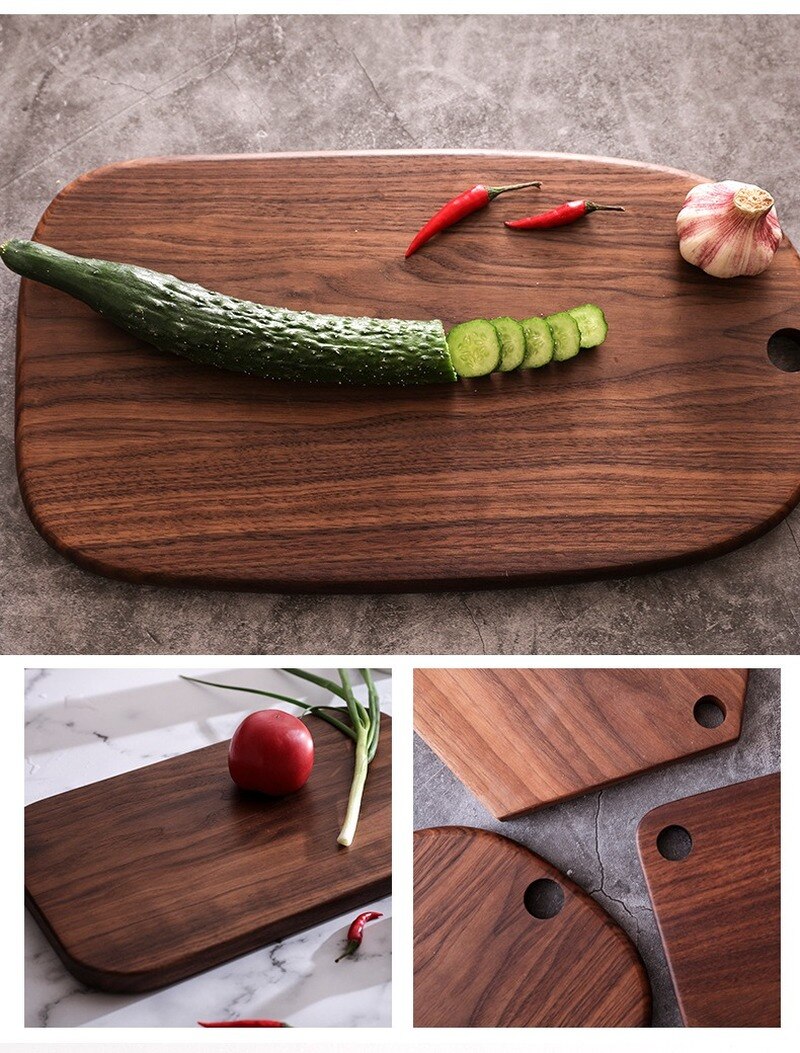 Tabla de cortar de cocina de madera de nogal negro Tabla de cortar de fruta sin laca de portainjertos de madera maciza Tabla de cortar de madera de cocina