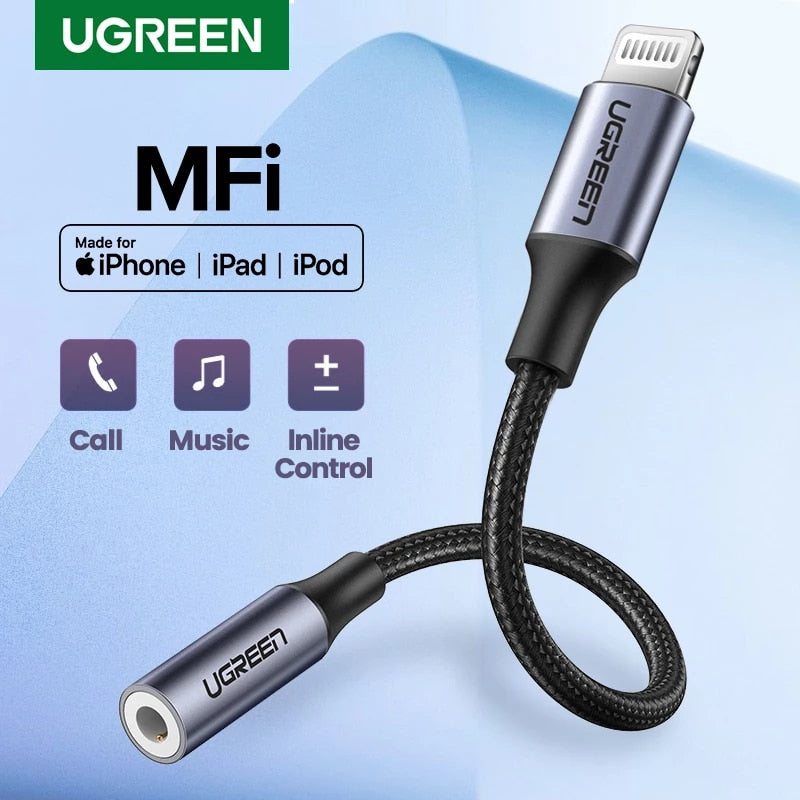 UGREEN Adapter for iPhones MFi DAC Lightning to 3.5mm Headphone Adapter For iPhone 12 11 Pro max xr Aux Cable Phone Accessories