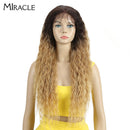 13*4 Synthetic Lace Front Wig Curly Afro Wigs Cosplay Wig Ombre Blonde Lace Front Wig For Women 30Inch Natural Wigs Miracle Hair