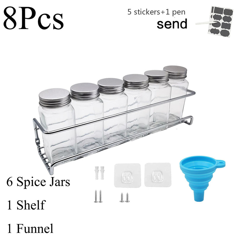 3-12PCS Set Seasoning Jar Square Glass Container Seasoning Bottle Kitchen Outdoor Camping Seasoning Container Glass Sealed Jar