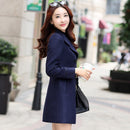 FTLZZ Women Wool Blend Warm Long Coat Size Female Slim Fit Lapel Woolen Overcoat Autumn Winter  Cashmere Outerwear