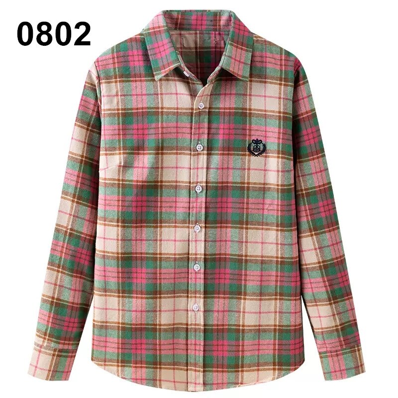 S-4XL Women Cotton Shirt Spring Autumn Winter 2022 New Casual Long-sleeve Brushed Plaid Stripe Shirts Girl's Tops Blouse Female