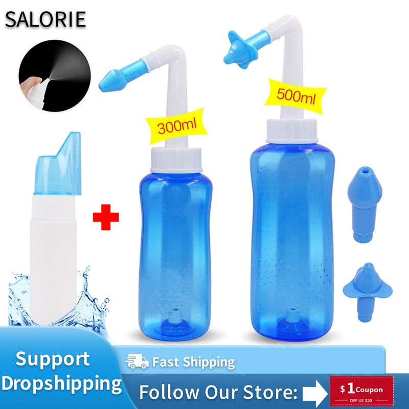 300/500ML Nasal Irrigator Nasal Wash Cleaner Spray Neti Pot Rinse Nose Cleaner Avoid Sinusitis Rhinitis Treatment Health Care
