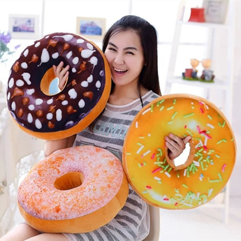 40cm Funny Chocolate Donut Sofa Seat Cushion Christmas Donuts Pillow Xmas Kid Present Toy PP Cotton Filling Hand Rests Car Mats