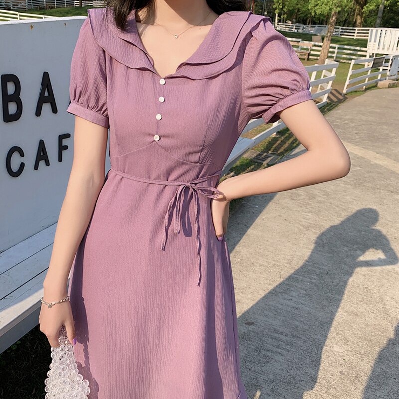 Neue Mode Kurzarm Einfache Chiffon Kleid für Frauen Elegant Sommer Abendgesellschaft Kleid Strandurlaub Langes Kleid Robe 22170