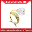Anillo de oro de 18 quilates de Plata de Ley 925 auténtica de Lotus Fun, joyería fina hecha a mano de cristal Natural, anillos de flores de lirio de los valles para mujer