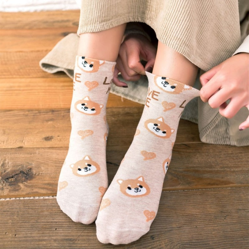 New Animal Print Kawaii Cute Socks korean Style Women Cartoon Cat Panda Cotton Woman Girls calcetines meias mulher skarpety sox