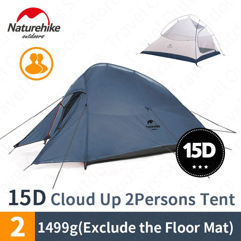 Naturehike Cloud Up Outdoor Campingzelt Ultraleicht 1 2 3 Mann 20D Silica Gel Single Double Persons Zelt Wandern mit gratis Matte