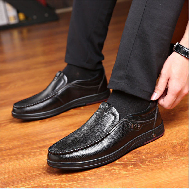 Zapatos de cuero genuino, mocasines para Hombre, zapatos de cuero informales de negocios, mocasines suaves clásicos, zapatos planos transpirables para Hombre