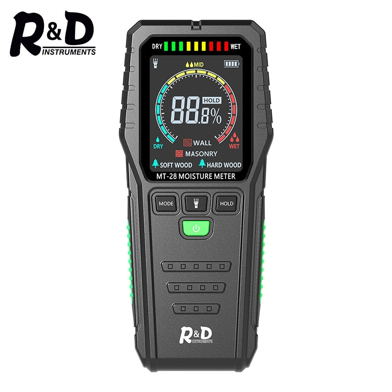 R&amp;D MT-10 EMT01 Wood Moisture Meter Wood Humidity Tester Hygrometer Timber Damp Detector Tree Density Digital tester Grey