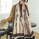 Warm Winter Scarf Cashmere Women Pashmina Design Print Shawls Wrap Female Thick Blanket Soft Bufanda Stoles 2022 Fashion