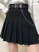 Harajuku Karierter Rock Damen Punk y2k High Waist Mini Tennisrock Uniform Kette Tasche A-Linie Streetwear Vintage Kostenloser Gürtel