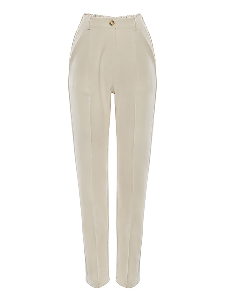 OOTN Office Lady High Waist Khaki Pants Women 2022 Autumn Fashion Casual Trousers Zipper Pocket Solid Female Brown Pencil Pants