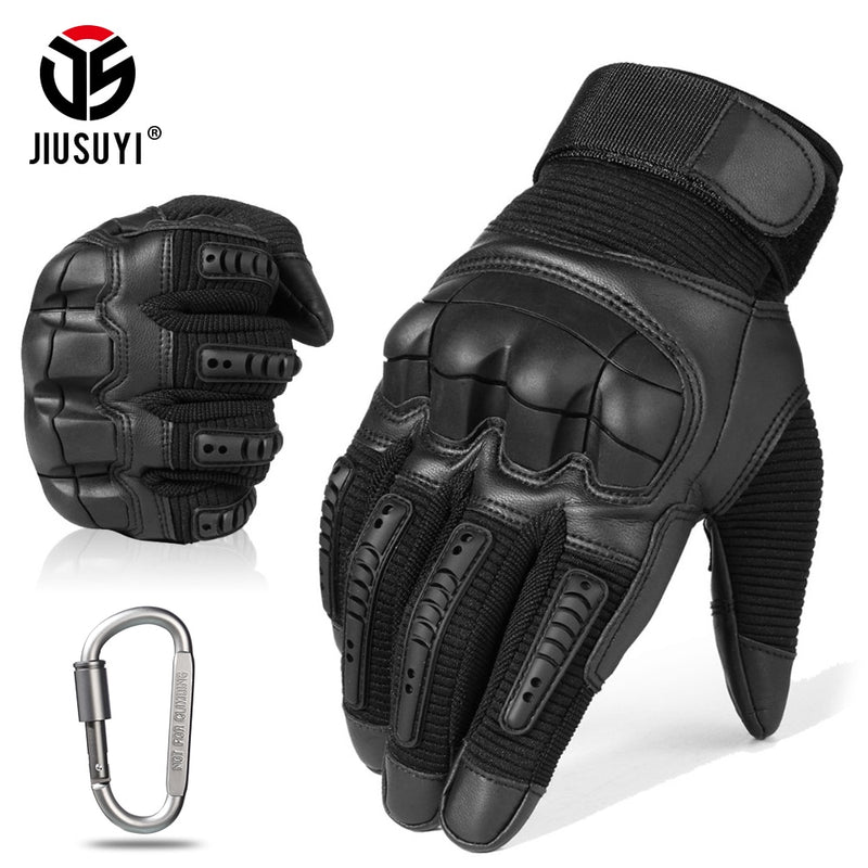 Touch Screen Tactical Rubber Hard Knuckle Full Finger Gloves Military Army Paintball Airsoft Bicycle Combat PU Leather Glove Men