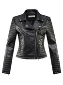 2022 neue Mode Frauen Herbst Winter Motorrad Kunstleder Jacken Dame Langarm Biker Weiß PU Punk Streetwear Schwarz Mäntel