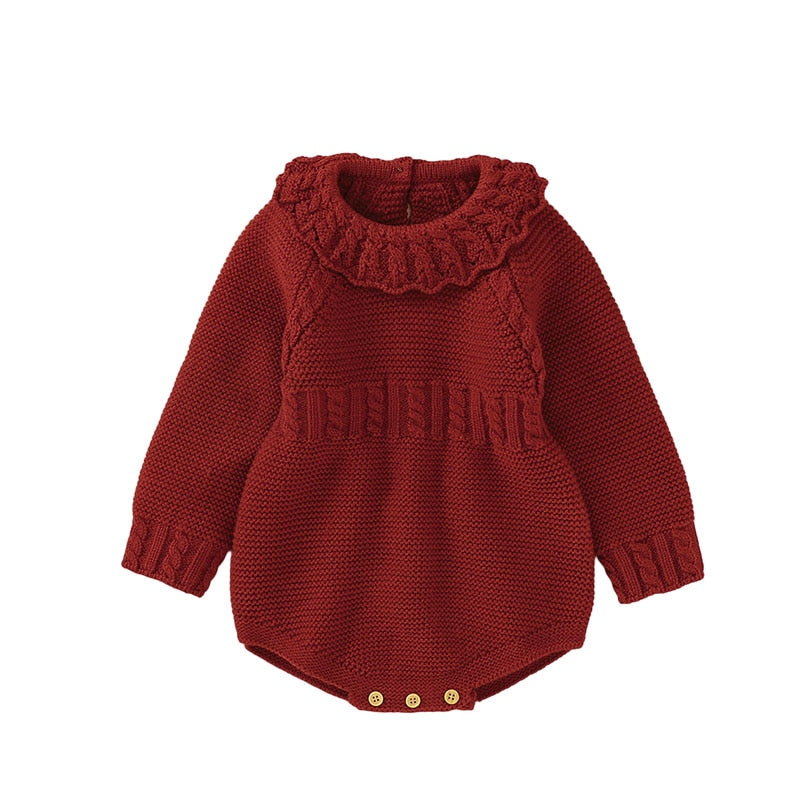 Baby Boy Girl Autumn Winter Clothes Long Sleeve Solid Color Knitted Warm Romper Jumpsuit Newborn Clothes