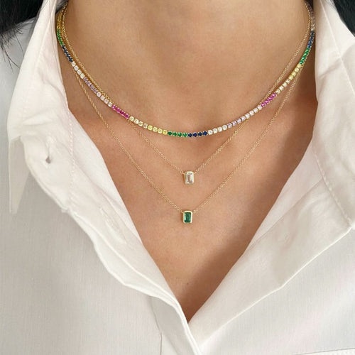Sexy kurze funkelnde Regenbogen-Tennis-Kette Choker Halskette mit AAA+ Zirkonia Mode Persönlichkeit Frauen Kragen Schmuck bijoux femme