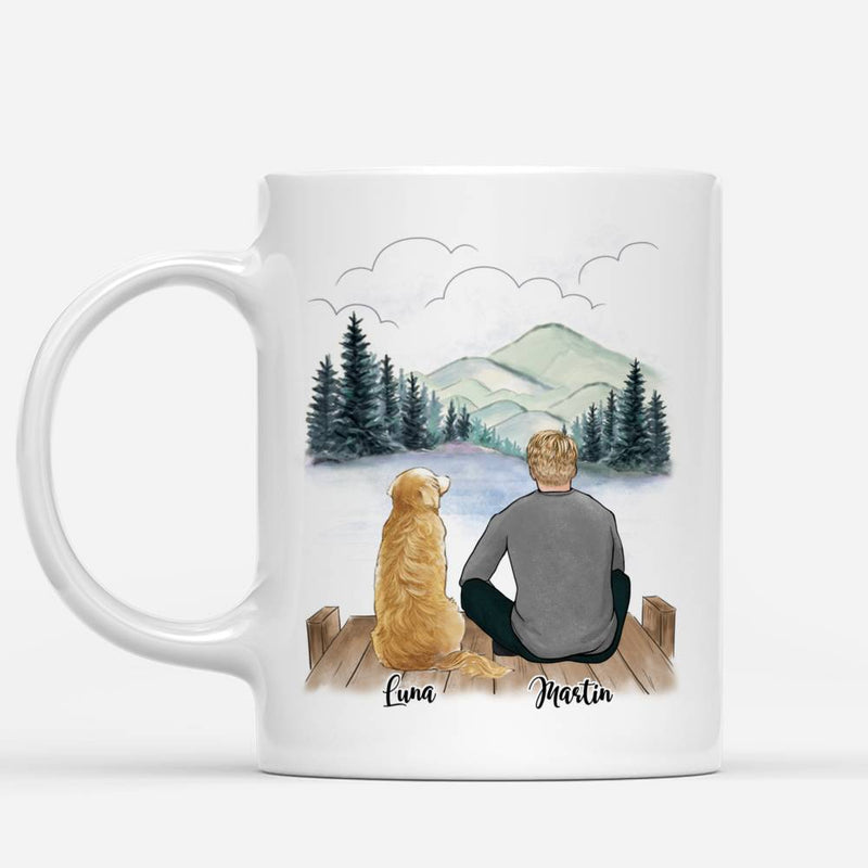 Paar und Hunde Mann Frauen Personalisierte Tasse Maßgeschneiderte Steingut Kaffeetassen Tassen Geschenk für Familie DIY 11/15Oz R2060