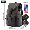 TANGHAO Canvas Backpack Unisex Vintage Casual Rucksack 17inch Laptop Backpack W/ USB Charging Port Schoolbag Student Mochia
