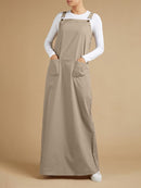 ZANZEA 2022 Womens Summer Sundress Elegant Overalls Dress Solid Suspenders Vestidos Female Square Neck Buckle Robe Femme