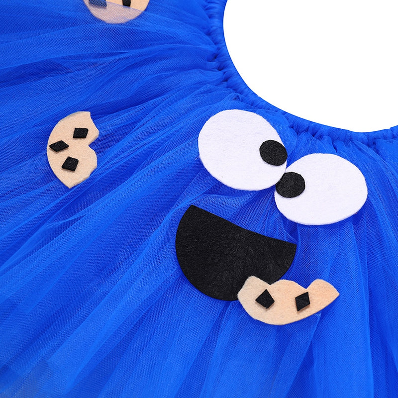Cookie Monster Mädchen Tutu Rock Set Flauschige blaue Kinder Mädchen Tüllrock Kindergeburtstagsfeier Rock Tutu Mädchen Halloween Kostüm