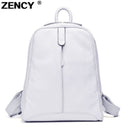 Women 100% Full Grain Genuine Cow Leather White Gray Beige Blue Yellow Black Backpacks Ladies Schoolbag Teenagers Cowhide Bag
