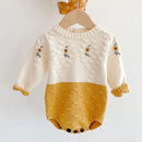 Cute Autumn Winter Infant Baby Girls Bowknot Rompers Clothing Kids Girl Long Sleeve Knit Rompers Clothes