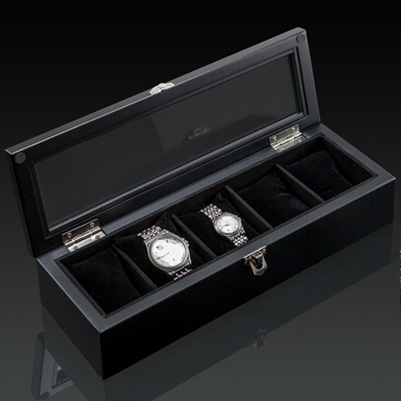 3/5/8/10/12 Slots Wood Watch Box Organizer New Coffee Watch Holder With Glass Window Mens Watch Storage Box Gift Case