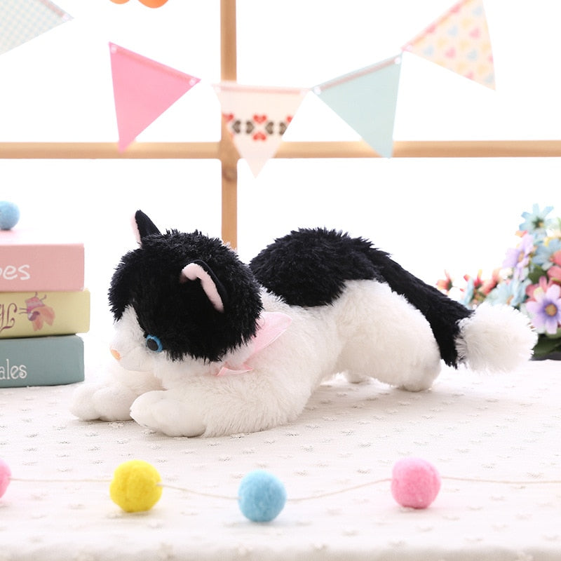 Nuevo lindo gato de peluche blanco negro suave peluche animal regalo para niños niño niña juguete para regalo 35-40 cm