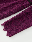 Seasixiang Fashion Designer Spring Summer Lace Pencil Dress Women Stand Collar Long Sleeve Hollow Out Elegant Party Dresses