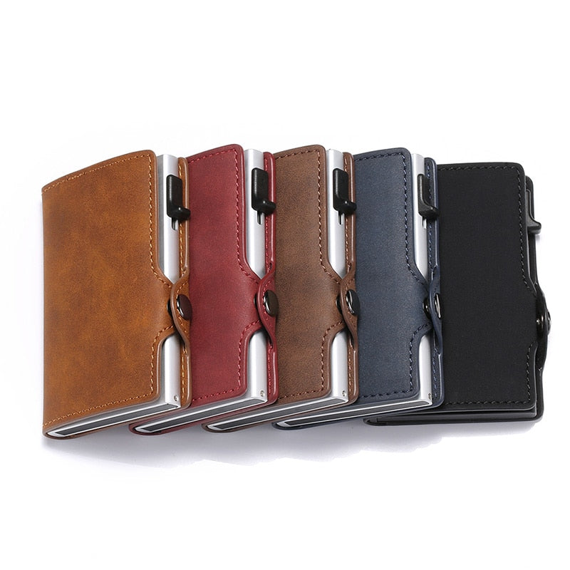 DIENQI New Antitheft Card Holder Leather Men Women Anti-magnetic Bank Credit Card Holder Minimalist Wallet Busienss Case Pocket