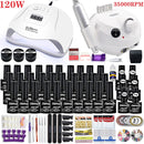 150W Nail Lamp Gift Set With 30 Colors Nail Gel Polish Manicure Set Acrylic Nail Kit With High Quality 20/12W Nail Drill Machine