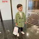 Winter Grid Jacken Jungen Mädchen Woolen Zweireiher Baby Boy Trenchcoat Revers Herbst Kinder Oberbekleidung Mäntel Frühling Wollmantel