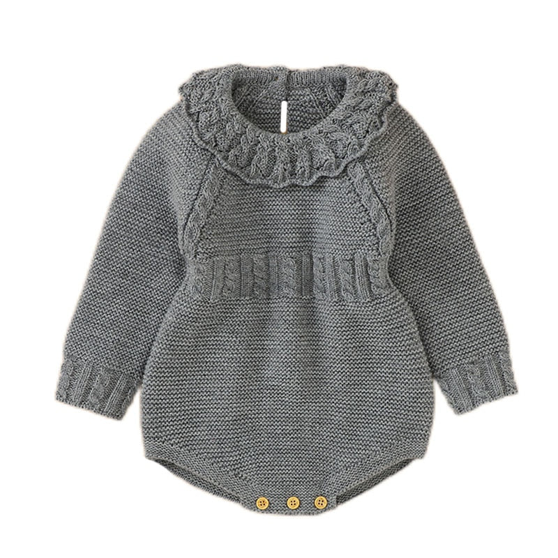 Baby Boy Girl Autumn Winter Clothes Long Sleeve Solid Color Knitted Warm Romper Jumpsuit Newborn Clothes