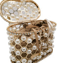 Boutique De FGG Pearl Beaded Evening Bucket Clutch Bag Women Luxury Rhinestone Shoulder Bag Party Purse Ladies Diamond Handbags